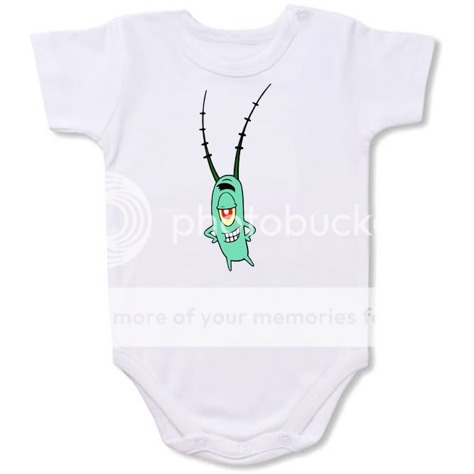Sponge bob Plankton Cartoon Personalized BABY Bodysuit Creeper #35